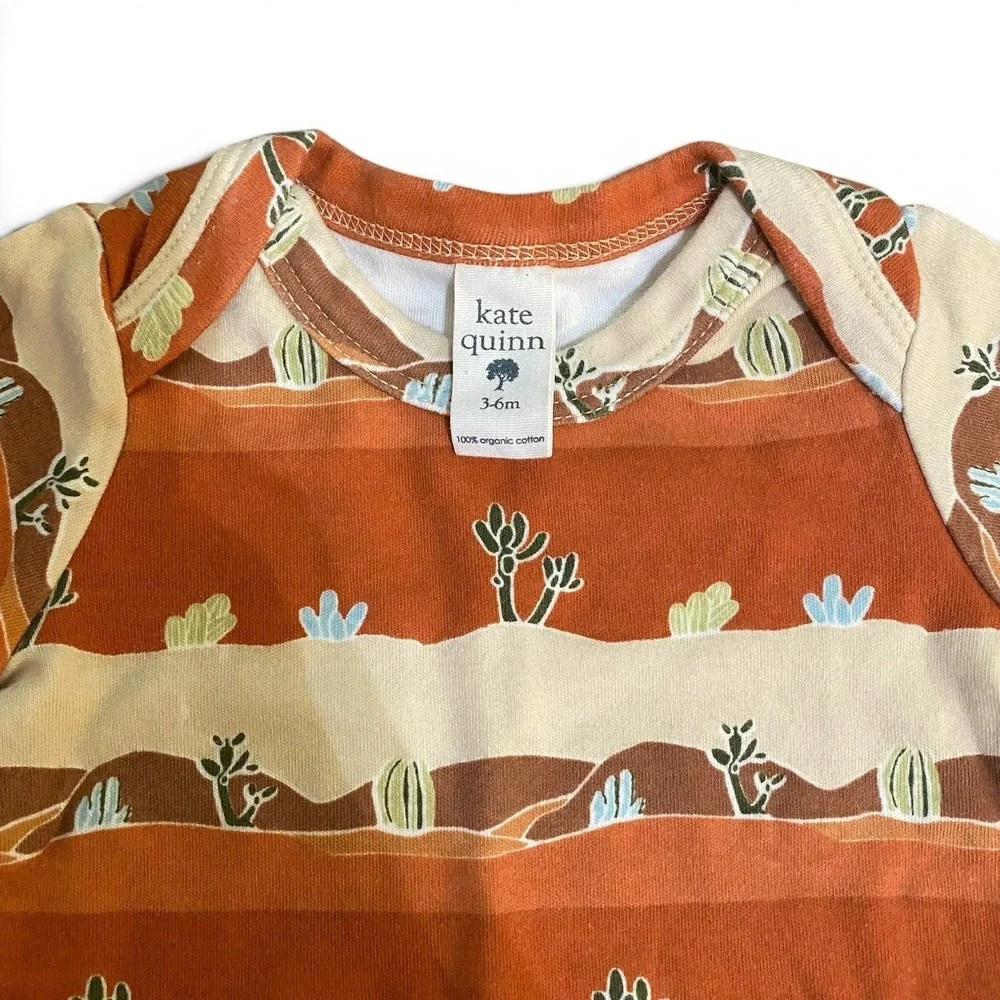 Kate Quinn NWOT Bodysuit 100% Organic Cotton Desert Cactus Orange 3-6 Months